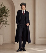Women's Black Peaky Blinders Pinstripe Overcoat Set - Basaad Bespoke