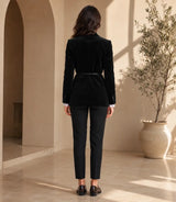 Women's Black velvet  Tuxedo Back - Basaad Bespoke
