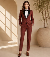 Women's Brown Peak Lapel Tuxedo - Basaad Bespoke