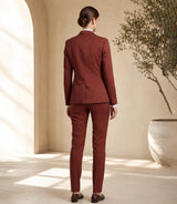 Women's Brown Peak Lapel Tuxedo Back - Basaad Bespoke