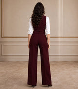 Women's Burgundy  Sleeveless 2 Piece Suit Back - Basaad Bespoke