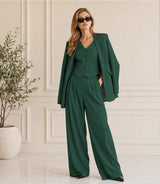 Women's Dark Green Loose Fit 3 Piece Suit - Basaad Bespoke