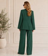 Women's Dark Green Loose Fit 3 Piece Suit Back - Basaad Bespoke