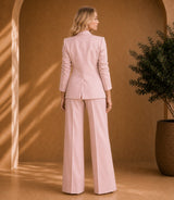 Women's Pink Double Breasted 2 Piece Suit Back - Basaad Bespoke