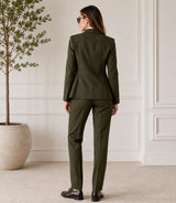 Women's Tailored Olive Green 3 Piece Suit Back - Basaad Bespoke