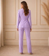 Women's lavender Double Breasted 2 Piece Suit Back - Basaad Bespoke