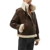 Women’s Chocolate Brown Hooded B3 Aviator Bomber Jacket