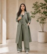 Women's Tailored Green 3 Piece Overcoat