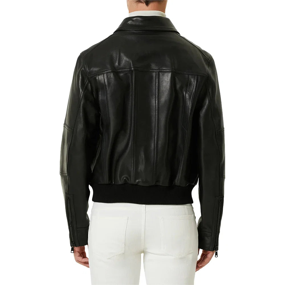 Men's Black Flight Pilot A2 Aviator Leather Jacket