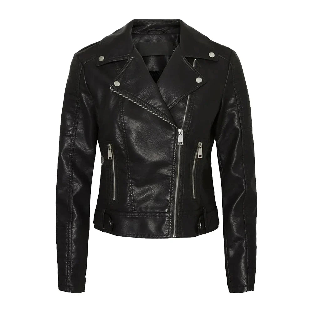Women’s Black Asymmetrical Motorcycle Leather Jacket