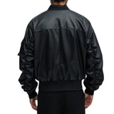 Men’s Oversized Red Leather Bomber Jacket