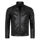 Men's Vintage Slim Fit Black Motorcycle  Leather Jacket