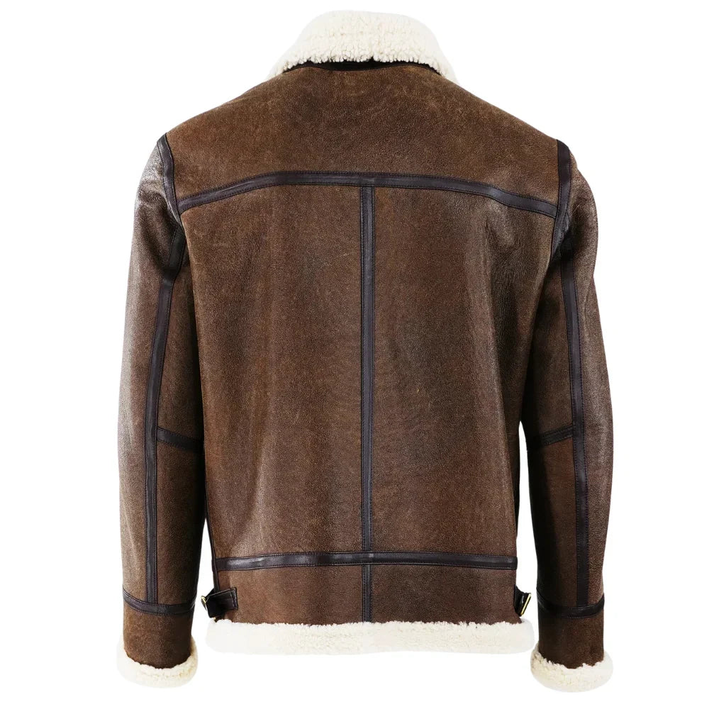 Men's Berlin Brown Shearling Bomber Leather Jacket