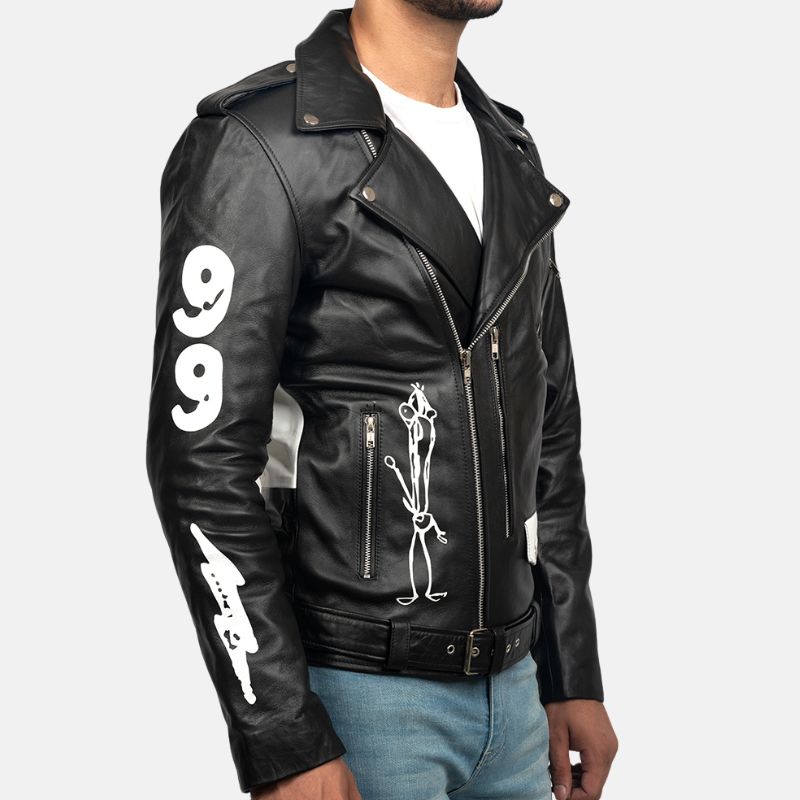 Unisex Black And White G Eazy Leather Jacket