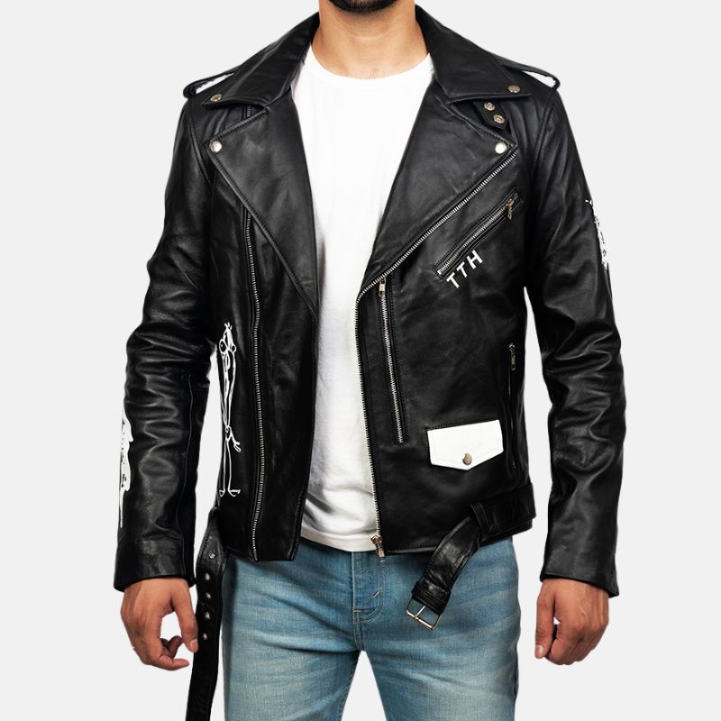 Unisex Black And White G Eazy Leather Jacket