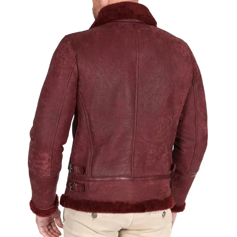 Men’s Dark Maroon Leather Bomber Jacket