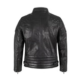 Mens Padded Black Cafe Racer Leather Jacket