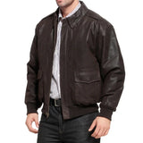 Men's Distressed Brown Leather A2 Bomber Jacket