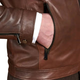 Men’s Real Lambskin Chocolate Brown Biker Leather Jacket