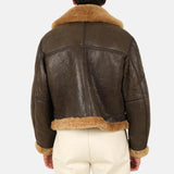 Men's Distressed Brown Shearling B-3 Bomber Jacket