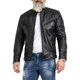 Men's Vintage Slim Fit Black Motorcycle  Leather Jacket
