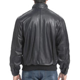 Men's Real Lambskin Black Leather Bomber Jacket