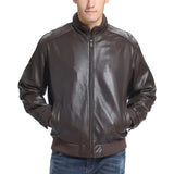 Men's Classic Fit Lambskin Leather Bomber Jacket