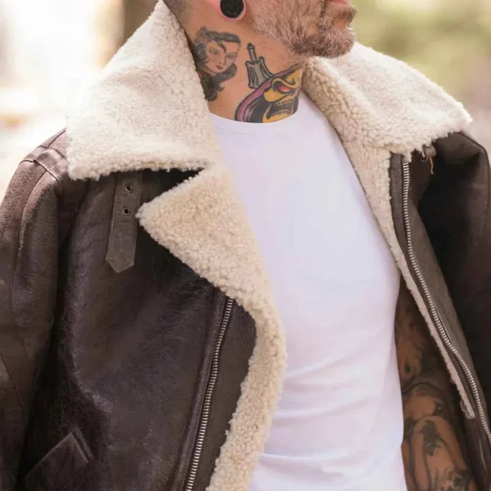 Rocky IV Sylvester Stallone Bomber Shearling Leather Jacket