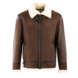 Men's Berlin Brown Shearling Bomber Leather Jacket