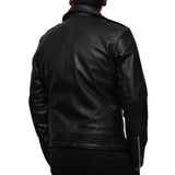 Negan Inspired Men’s Black Belted Moto Leather Jacket