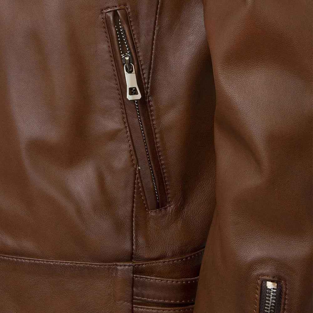 Men's David Brown Quilted Cafe Racer Leather Jacket