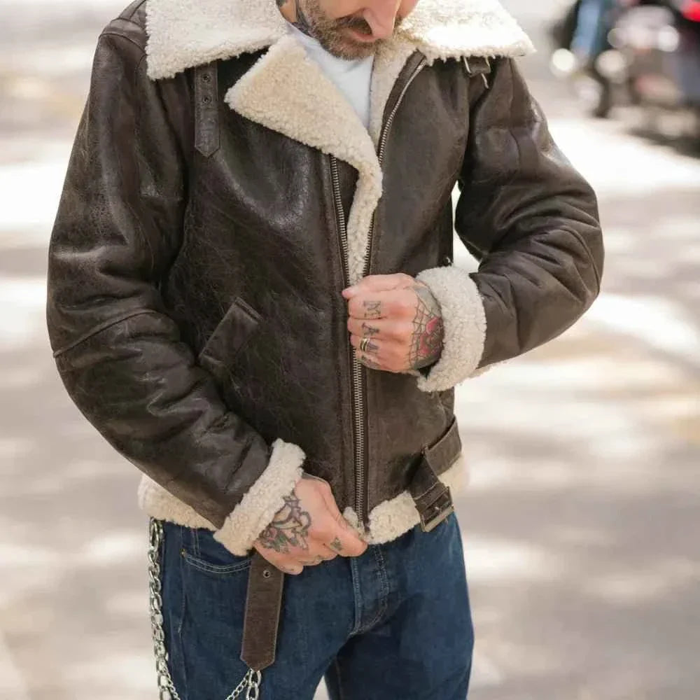 Rocky IV Sylvester Stallone Bomber Shearling Leather Jacket