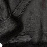 Men’s Black Hooded Shearling Leather Bomber Jacket