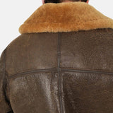 Men's Distressed Brown Shearling B-3 Bomber Jacket