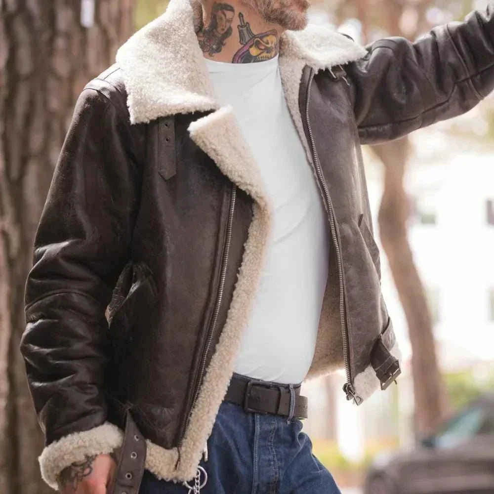 Rocky IV Sylvester Stallone Bomber Shearling Leather Jacket