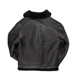 Men’s Black Hooded Shearling Leather Bomber Jacket