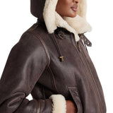 The Women's Heritage Real Dark Brown Shearling Bomber Jacket