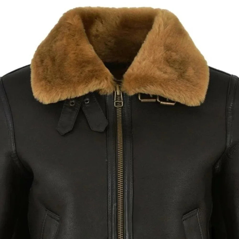 Women’s Black B3 Sheepskin Aviator Bomber Jacket