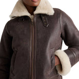 The Women's Heritage Real Dark Brown Shearling Bomber Jacket